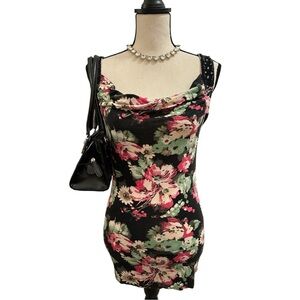 Vintage Y2K Candie’s Floral Cowl Neck Longline Tank Top | Size Small